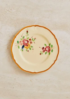 Assiettes à Dessert Anciennes, Crème Fleuries-Sezane Cheap